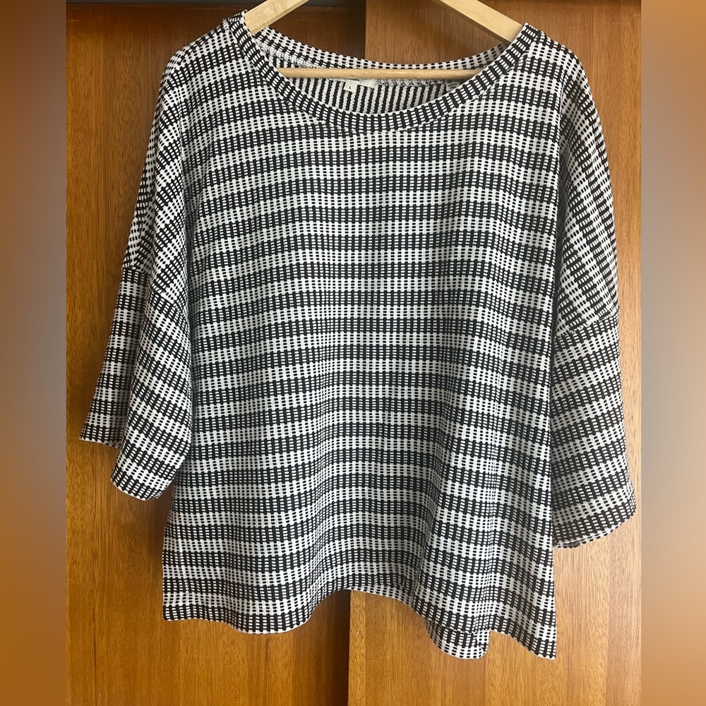 Max Studio Monochrome Checkered Blouse